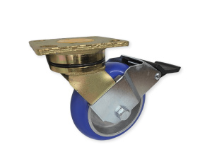 4 inch extended swivel heavy duty caster with kinetic wheel and face contact brake
